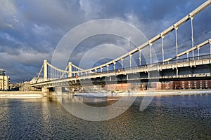 Krymsky Bridge in a Winter Thaw