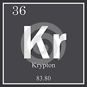 Krypton chemical element, dark square symbol