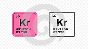 Krypton, chemical element of the periodic table vector