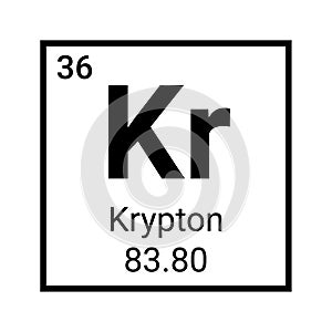 Krypton element science icon. Vector chemistry atom laboratory symbol krypton photo