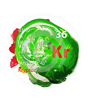Krypton icon - Watercolor or brush effect - Badge style
