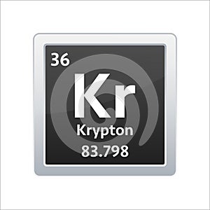 Krypton symbol. Chemical element of the periodic table. Vector stock illustration.