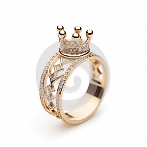 Rose Gold Crown Ring - Sven Nordqvist Style - Uhd Image photo