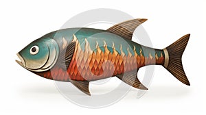 Krystal Martin Tarka Fish Wooden Sculpture - Hyper-realistic Animal Illustration