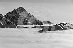 Krywan. Slovak High Tatras. Winter view during inversion.