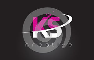 KS K S Creative Letters Design With White Pink Colors photo
