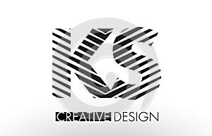 KS K S Lines Letter Design with Creative Elegant Zebra photo