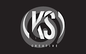 KS K S White Letter Logo Design with Black Background. photo