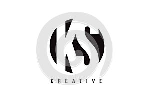 KS K S White Letter Logo Design with Circle Background. photo