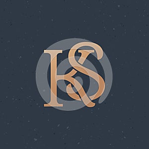 KS SK Letter Logo template brand corporate creative identity. Stock vector illustration isolated on dark background. photo
