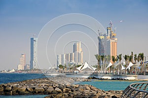 KSA, Jeddah cityscape , New Corniche, Jeddah city , Saudi Arabia . red sea photo