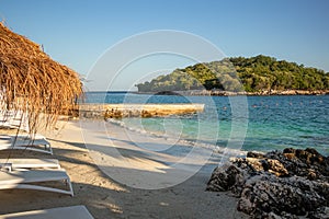 Ksamil Island with Sandy Shore in Southern Albania