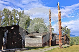 Ksan Native Village with Totem Poles and Traditional Longhouses, Hazelton, British Columbia