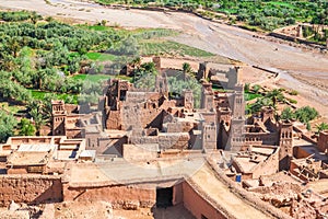 Ksar Ait Benhaddou view from above, Ouarzazate, Morocco.