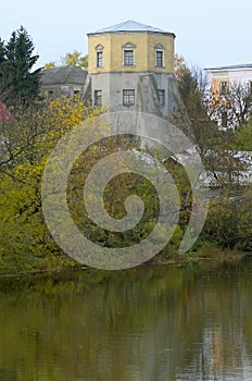 Ksido Palace tower over the river_ Khmilnyk