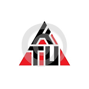 KTU triangle letter logo design with triangle shape. KTU triangle logo design monogram. KTU triangle vector logo template with red