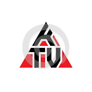 KTV triangle letter logo design with triangle shape. KTV triangle logo design monogram. KTV triangle vector logo template with red photo