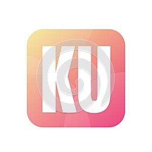 KU Letter Logo Design With Simple style