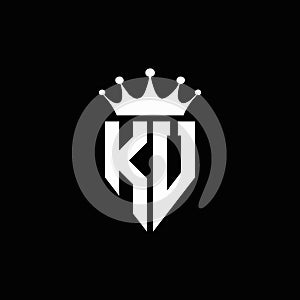 KU logo monogram emblem style with crown shape design template