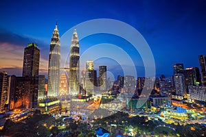 Kuala Lumper skyline at twilight