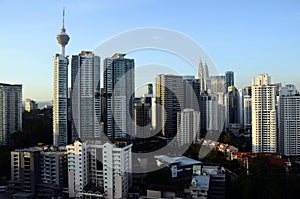 Kuala Lumpur, Buildings, skyline KL tower and Petronas twin towers