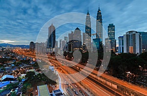 Kuala Lumpur city during blue hour.