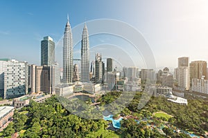 Kuala Lumpur city skyline with nice sky in Malaysia