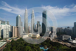 Kuala Lumpur city skyline and skyscrapers building at business d