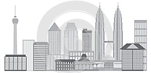 Kuala Lumpur City Skyline Vector Illustration