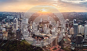 Kuala lumpur cityscape. Panoramic view of Kuala Lumpur city skyline evening at sunset skyscrapers building in Malaysia