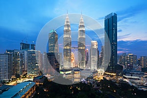 Kuala lumpur cityscape. Panoramic view of Kuala Lumpur city skyline during sunrise viewing skyscrapers building and in Malaysia