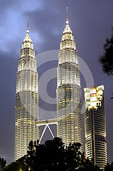 Kuala Lumpur Cityscape with twin tower at night