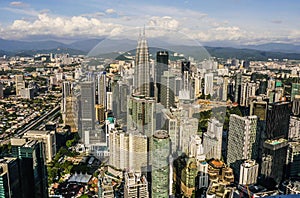 KUALA LUMPUR / MALAYSIA - 2019: Amazing panoramic city view from the famous tourist pointview at Menara KL tower