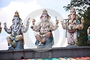 KUALA LUMPUR, MALAYSIA - AUGUST 23, 2013: Lord Ganesh Ganesha, Statues of Hindu deities in the temple of Batu Caves.