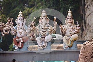 KUALA LUMPUR, MALAYSIA - AUGUST 23, 2013: Lord Ganesh Ganesha, Statues of Hindu deities in the temple of Batu Caves.