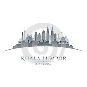 Kuala Lumpur Malaysia city skyline silhouette white background photo