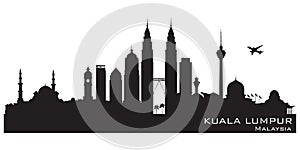 Kuala Lumpur Malaysia city skyline vector silhouette