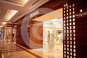 KUALA LUMPUR, MALAYSIA - DECEMBER 04, 2022: Bonia brand retail shop logo signboard