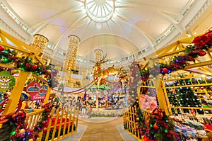 Christmas decoration in The Curve Mall which is located in Mutiara Damansara. People can seen exploring and shopping around it.