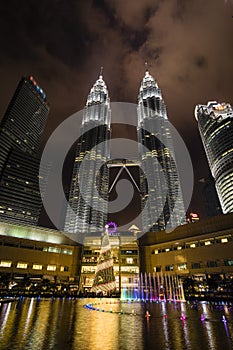 KUALA LUMPUR, MALAYSIA, December 15, 2017: Majestic view of Petronas Towers at night
