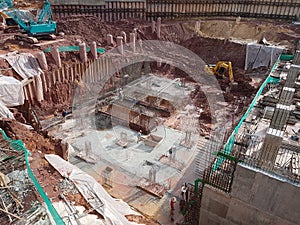 Building basement under construction using the open cut method.