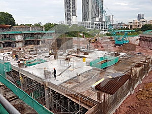 Building basement under construction using the open cut method.