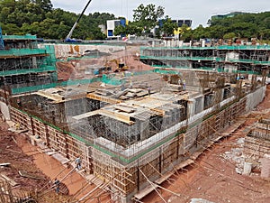 Building basement under construction using the open cut method.