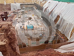Building basement under construction using the open cut method.