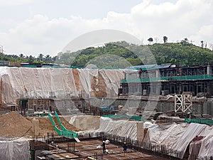 Building basement under construction using the open cut method.