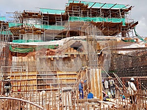 Building basement under construction using the open cut method.