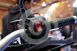 Motorcycle ignition and engine kill button.