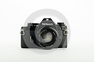 The Old film camera Nikon EM is a member of the classic Nikon compact F-series SLRs