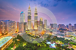 Kuala Lumpur, Malaysia park and skyline