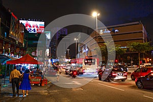 Kuala Lumpur, Malaysia - 13th February, 2018: Kuala Lumpur night streets city landscape